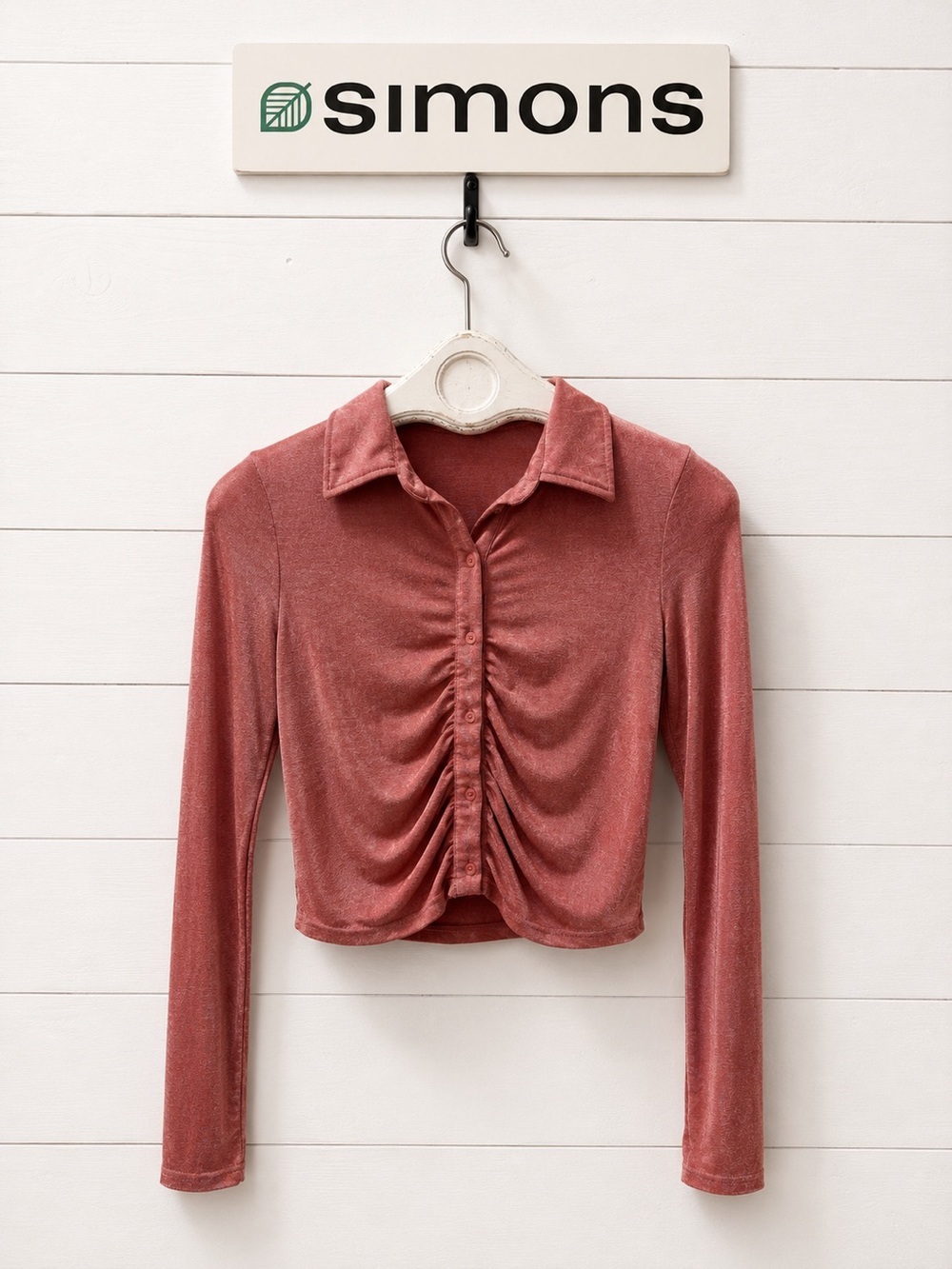 TWIK by SIMONS Pink Ruched Crop Top Size S